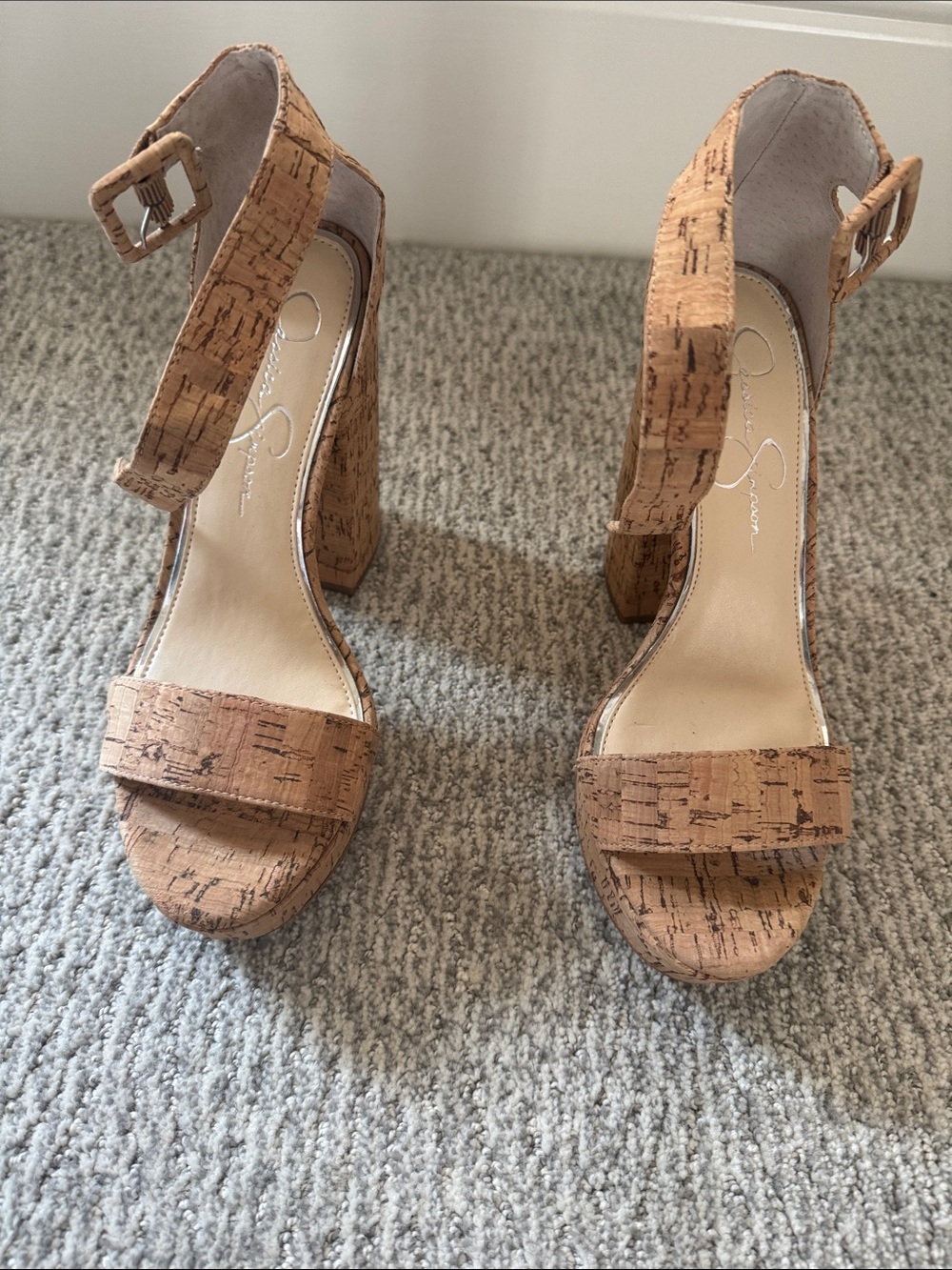Jessica Simpson Platform Ankle Strap Heels - Natural Cork